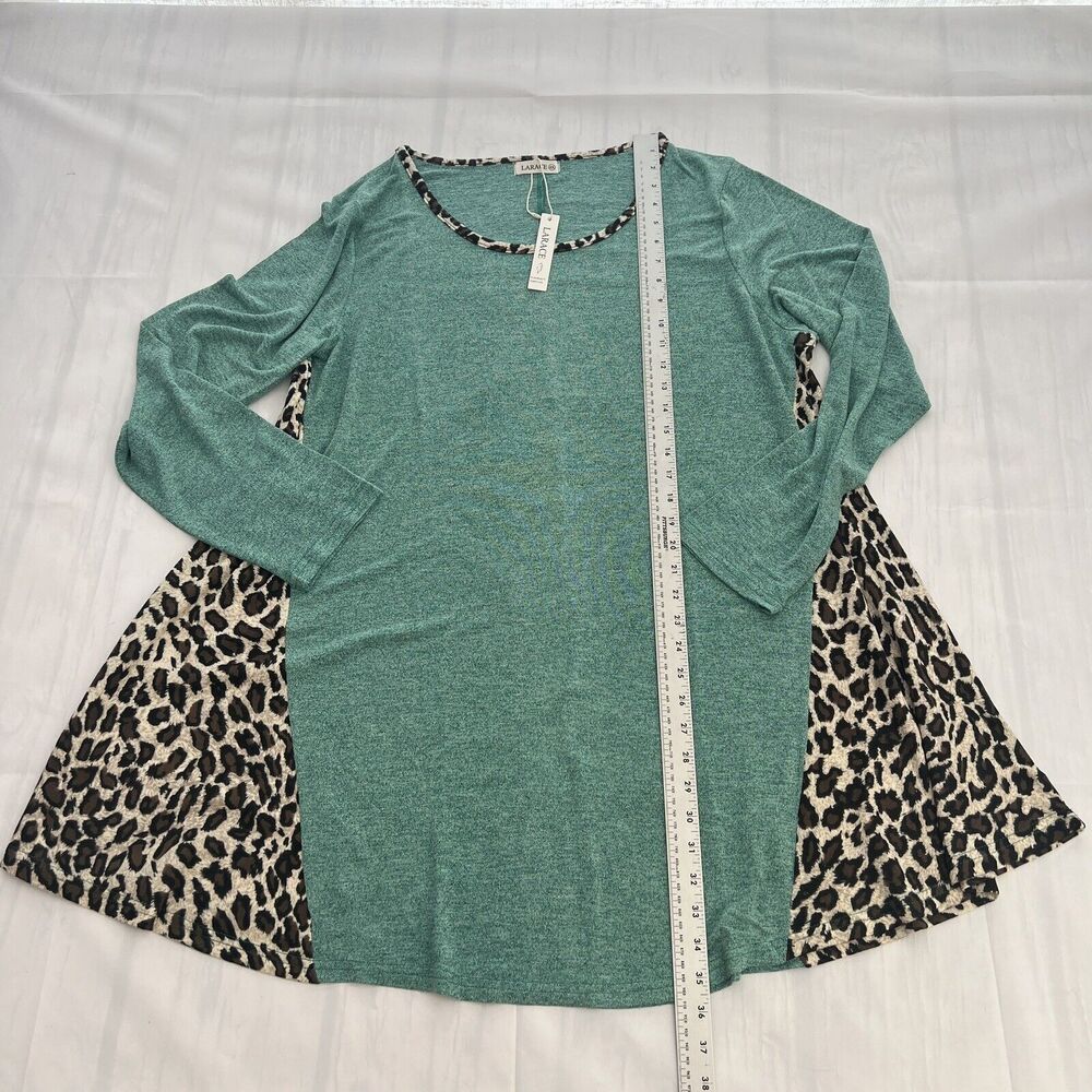 LARACE Plus Leopard Long Sleeve Flowy Shirt Loose Green Sweater size 4X - Picture 5 of 11